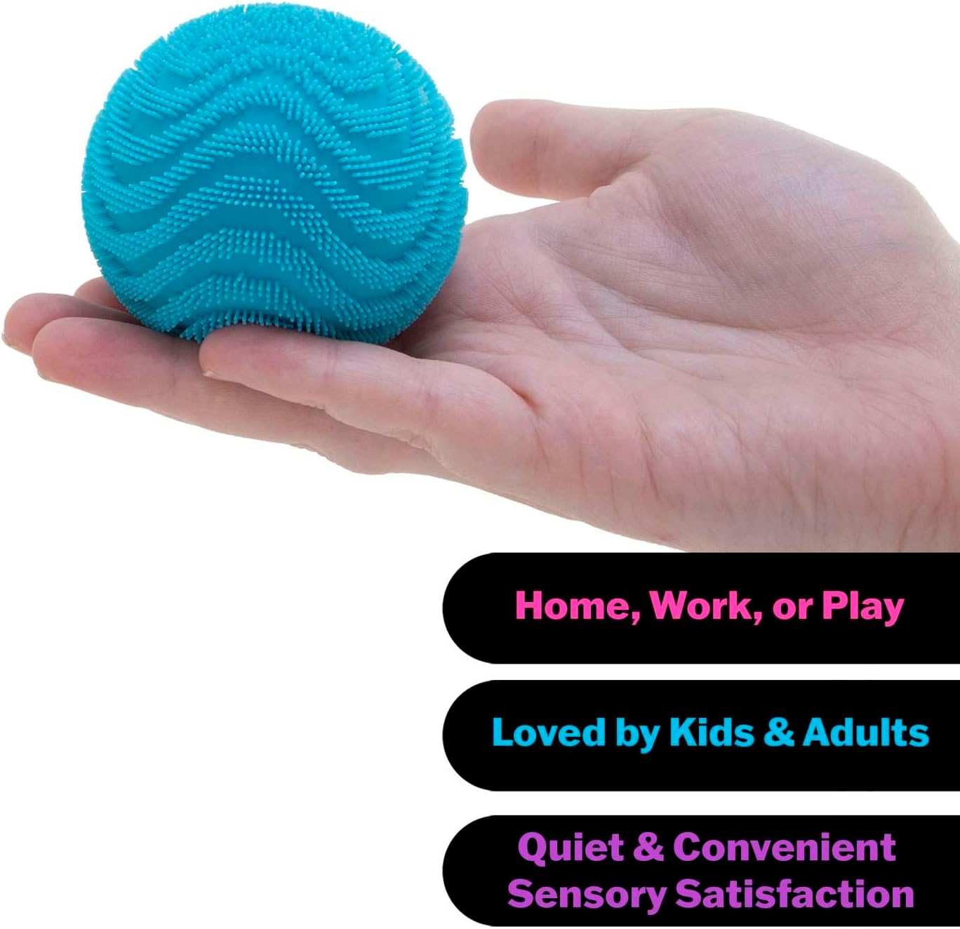 Schylling NeeDoh Fuzz Ball - Sensory Toy with a Velvet Texture and Soft Cloud Squish - Wavy Pattern You Can See and Feel - Ages 3 and Up - Color May Vary; One Per Pack (Wonder Waves) - Image 4